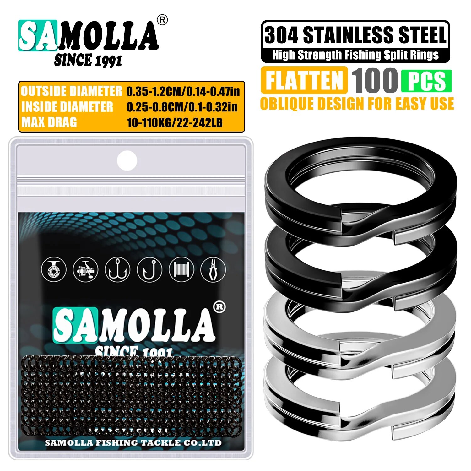 100 pz Anelli Divisi Per Pesca - Fishing Equipment Cheap recensione e prezzo
